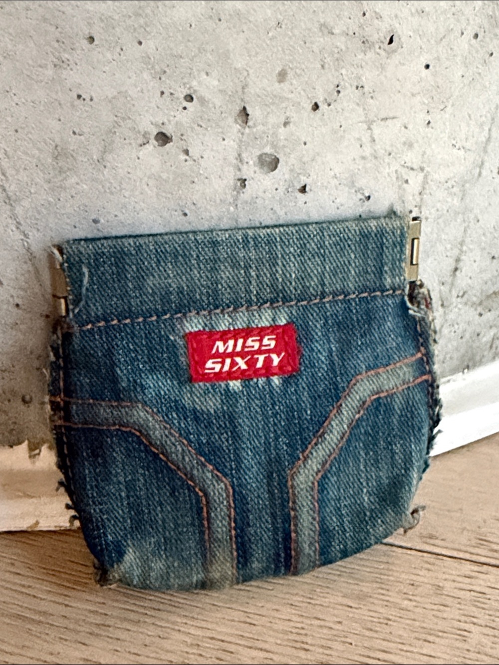 Miss Sixty Denim Coin Pouch with Red Logo
